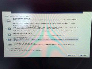 インストール領域の種類選択